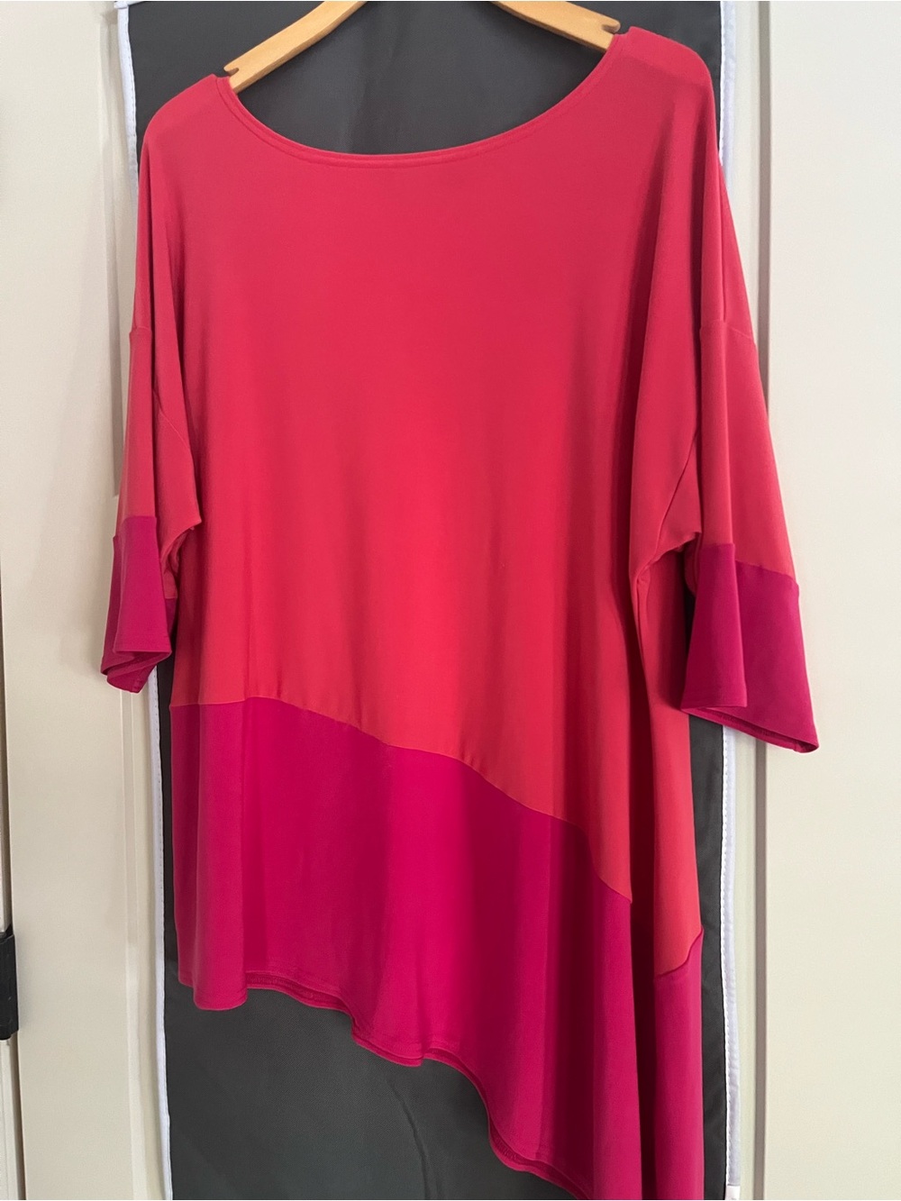 Sympli Two-Tone Rose and Fuchsia Asymmetrical Tunic Top